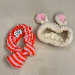 Skincare Cozy Striped and Bunny Ear Hair Bands